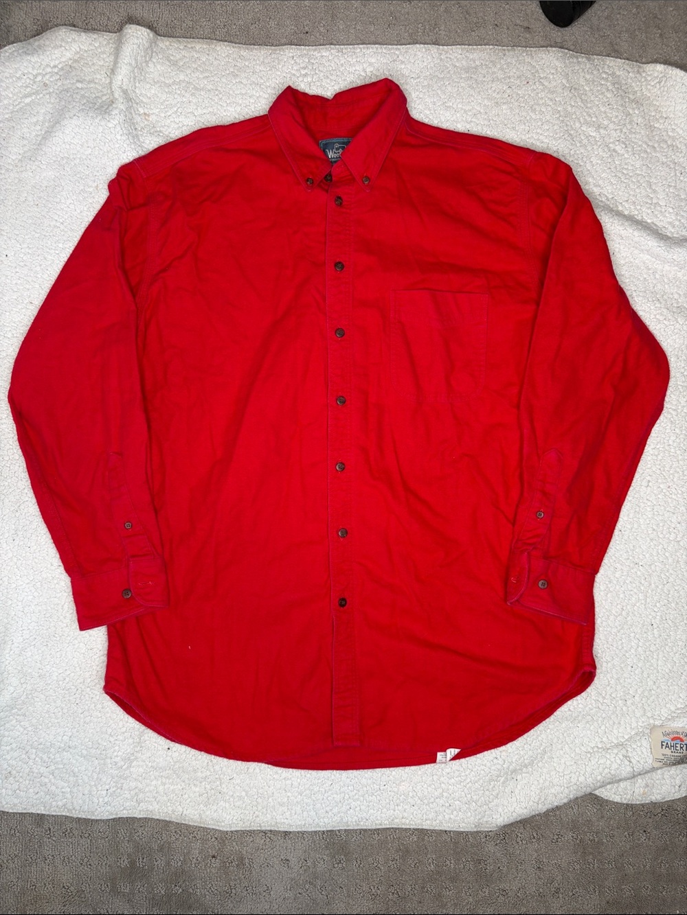 Vintage Woolrich Red Chamois Cloth Shirt: Size Large